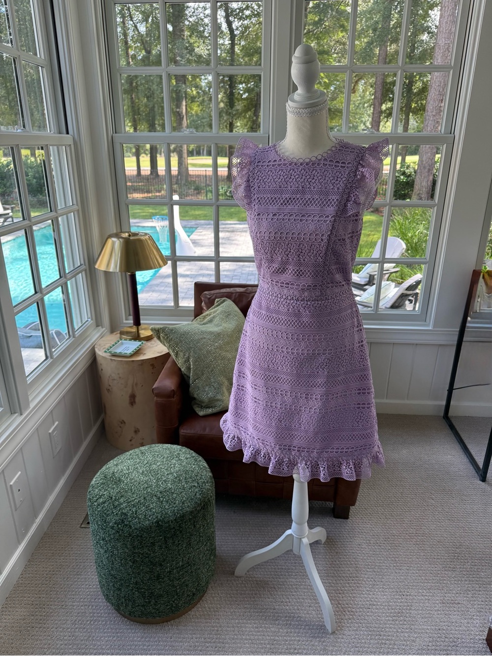 J. Crew Lilac Crochet Fit-and-Flare Mini Dress